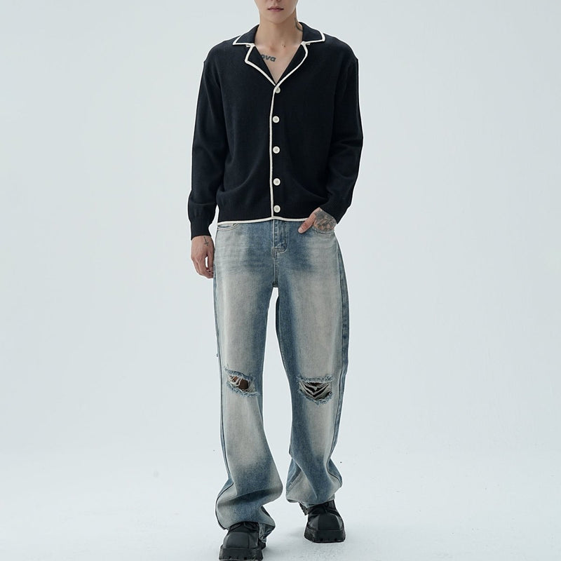MODEFREAKのバイカラーVネックカーディガントップス mf1950の画像